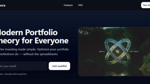 Alphora landing page - “Modern Portfolio Theory for Everyone”